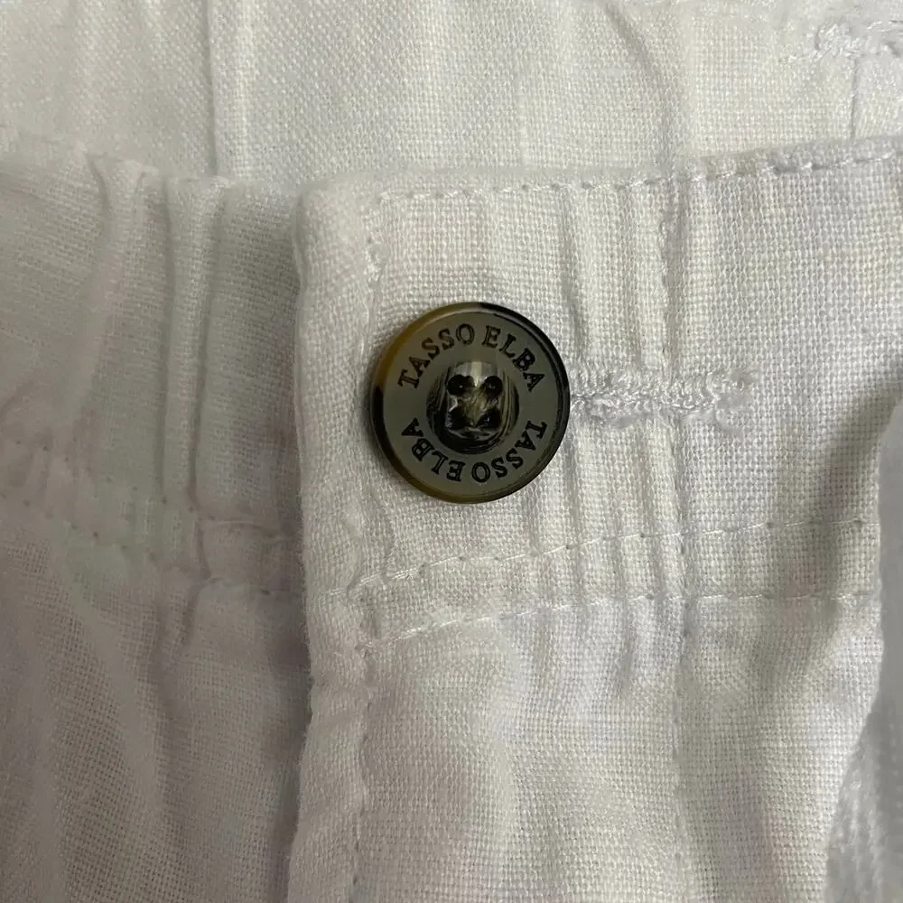 Tasso‎ Elba Men’s XXL White 100% Linen Drawstring Elastic Waist Pants